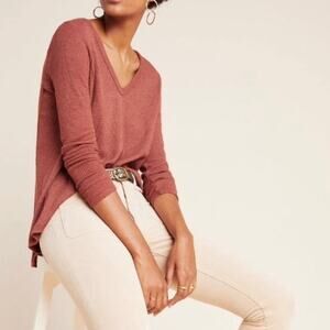 Anthropologie T.La Vicky Thermal Waffle Knit Top Size Small Boho Minimalist